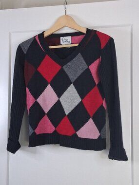 intage Lilly Pulitzer M Argyle Sweater Cashmere Angora Lambswool Blend